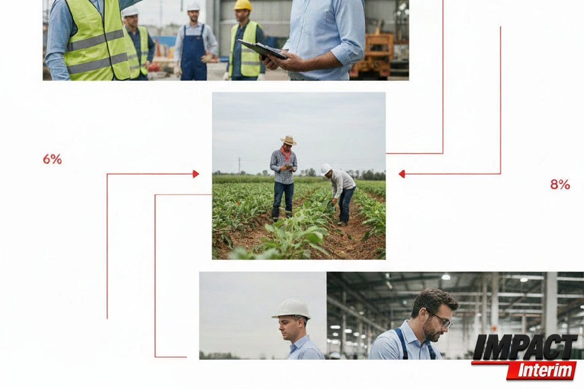 Comparaison des suivis de missions : chantier, agricole et industriel.