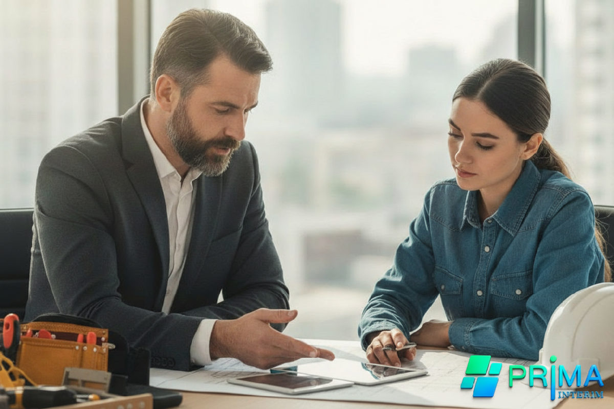 Recruteur en entretien technique avec un ouvrier.