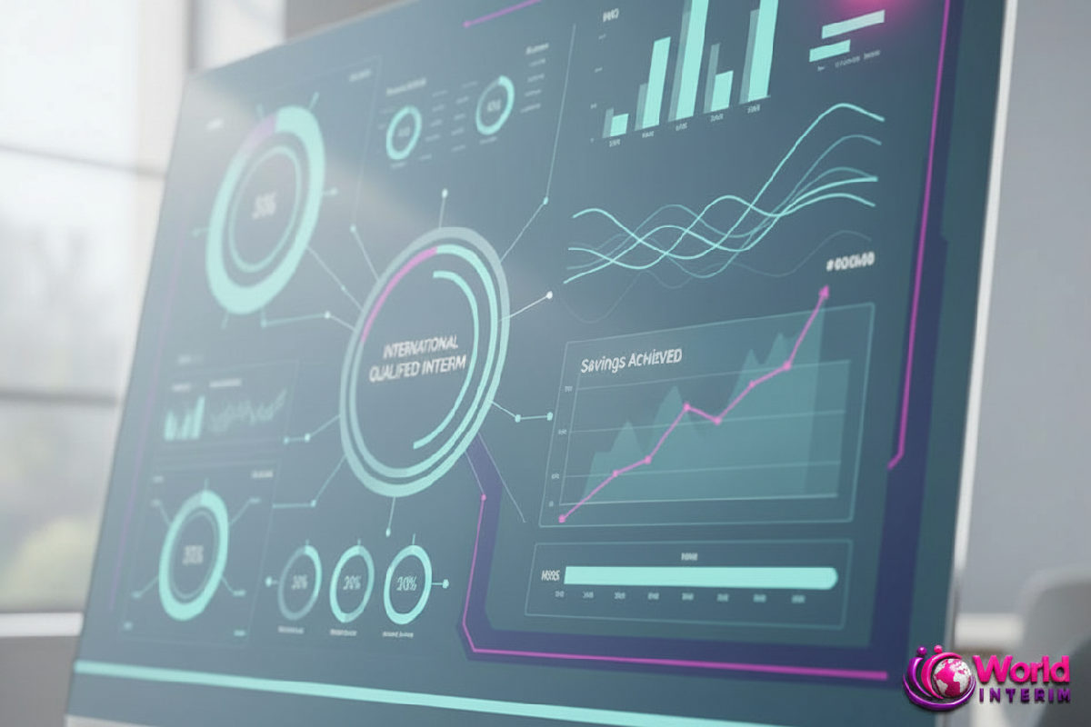 Tableau de bord numérique montrant les KPI et les économies.