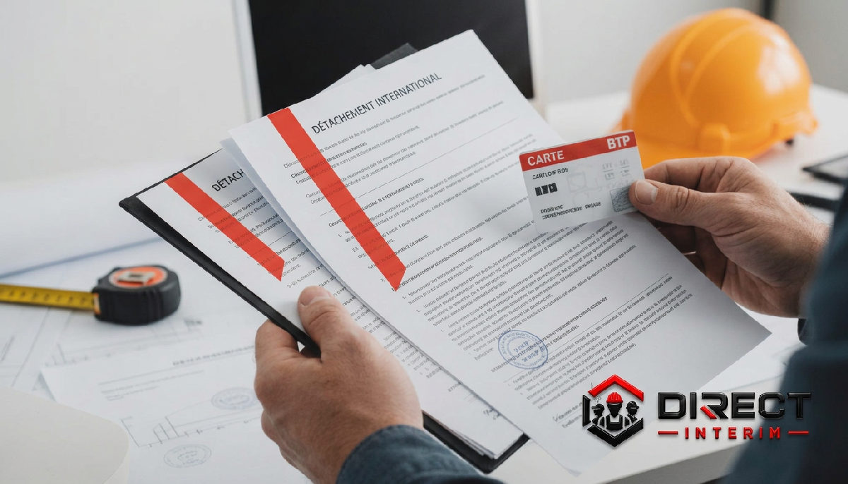 Mains d'un chef de chantier examinant des documents officiels.