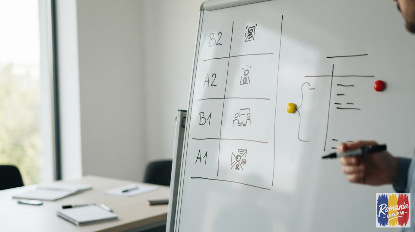 Un tableau détaillant les niveaux de langue CECRL pour le recrutement.