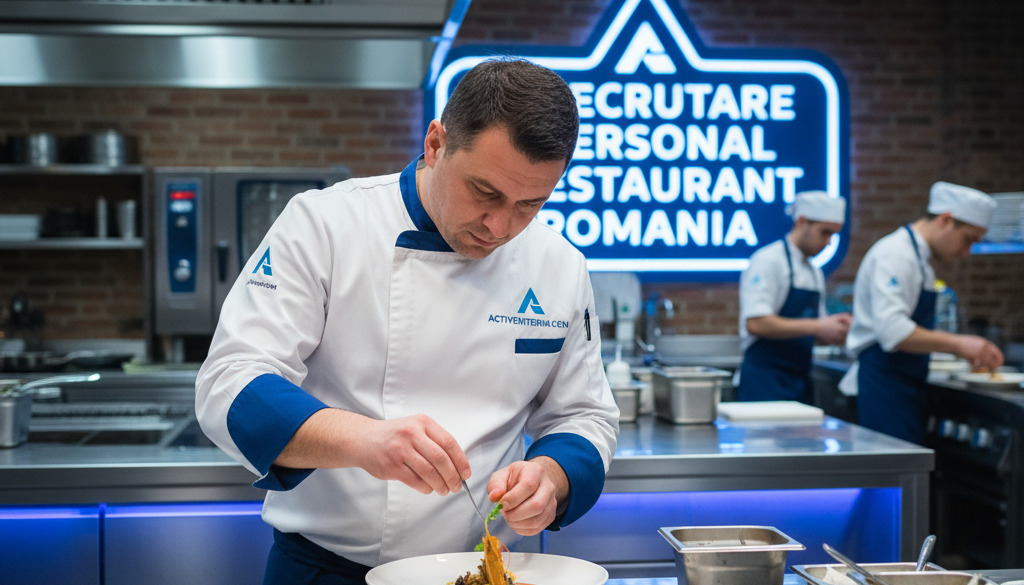 recrutement personnel restauration Roumanie - Un chef roumain cuisine dans une cuisine professionnelle.
