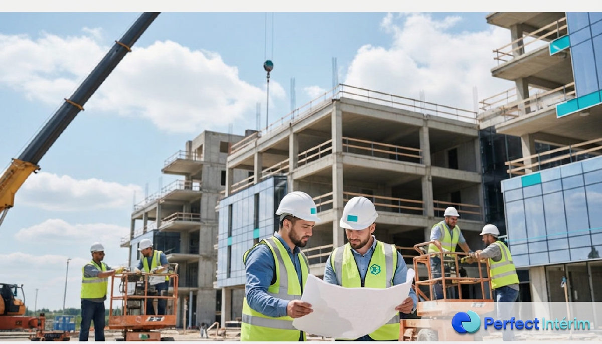 attirer ouvriers roumains entreprises françaises - Ouvriers qualifiés sur un chantier moderne, illustrant l'attractivité pour les entreprises françaises.