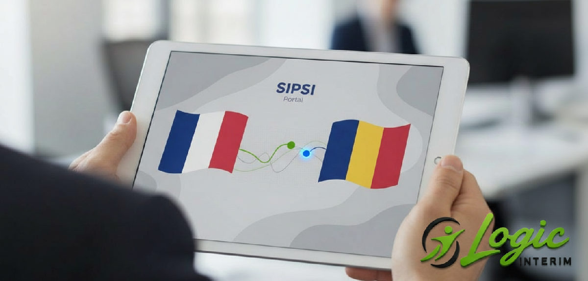 Interface du portail SIPSI avec drapeaux français et roumain.