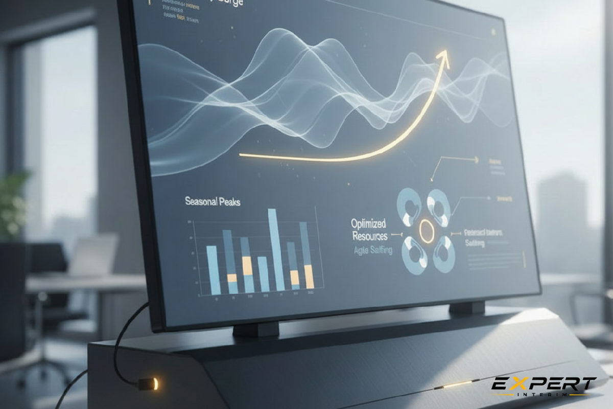 Tableau financier montrant une hausse de productivité grâce à l'intérim.
