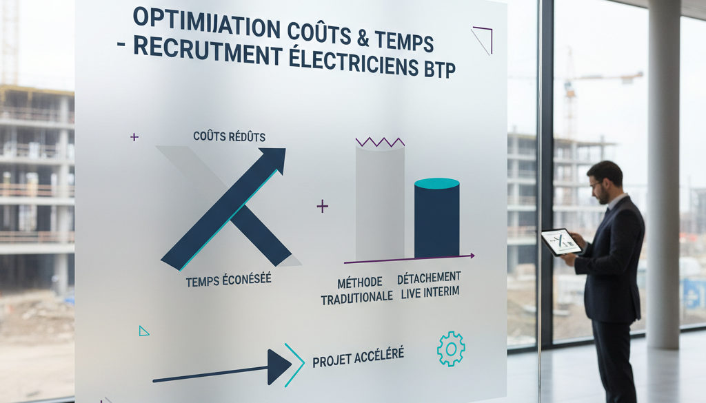 Graphique : optimisation des coûts et du temps pour recruter des électriciens du BTP.