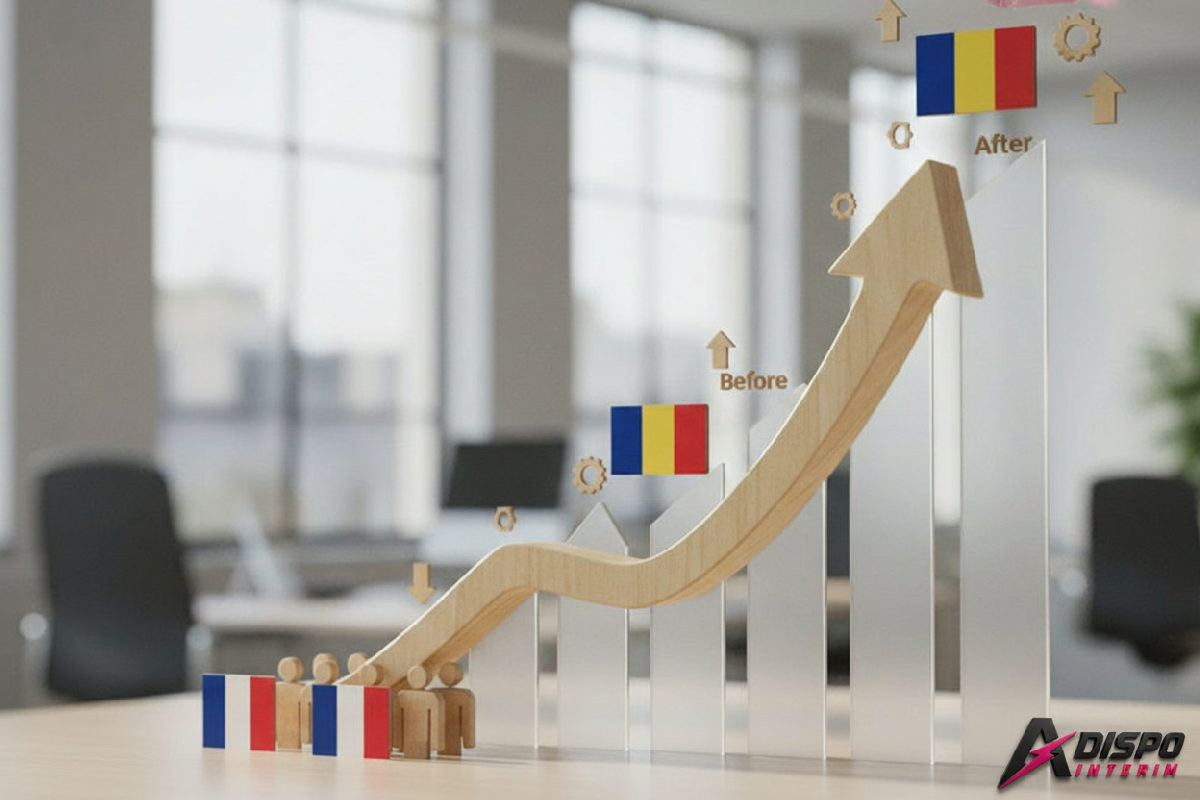 Graphique de croissance de productivité franco-roumaine.