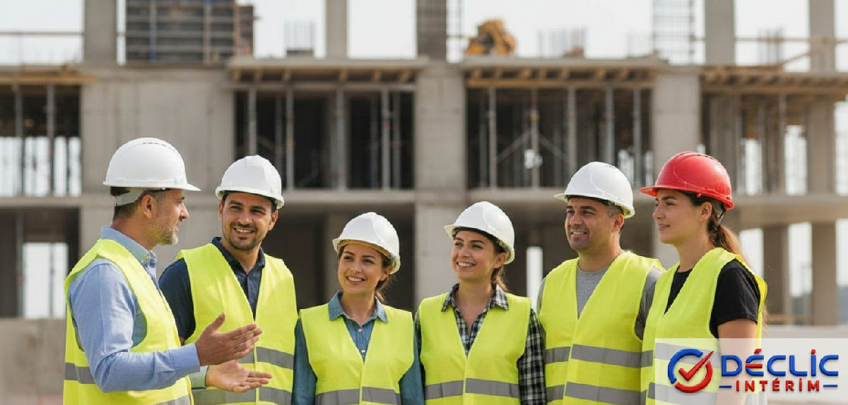 Chef de chantier dirigeant des ouvriers roumains sur un chantier.