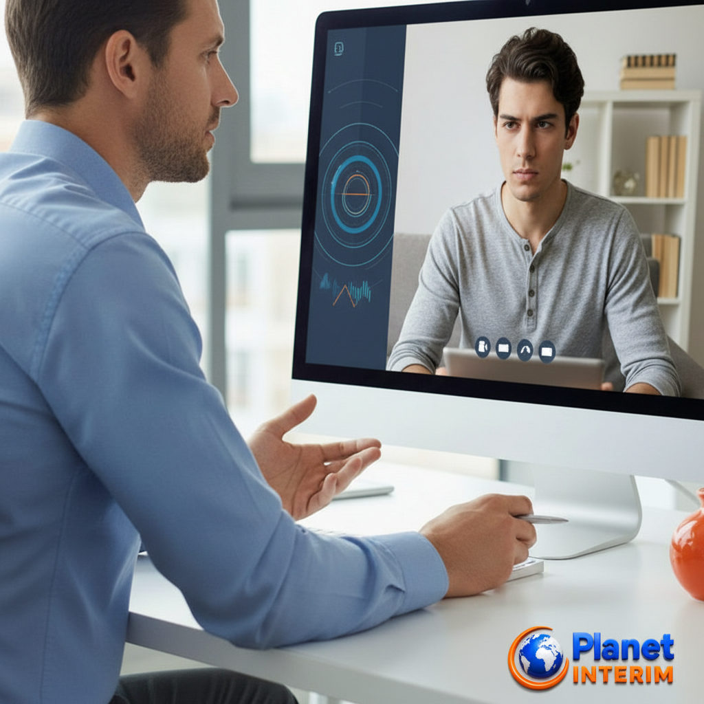 comment vérifier niveau français intérimaire roumain - Recruteur français en entretien vidéo avec un candidat roumain.