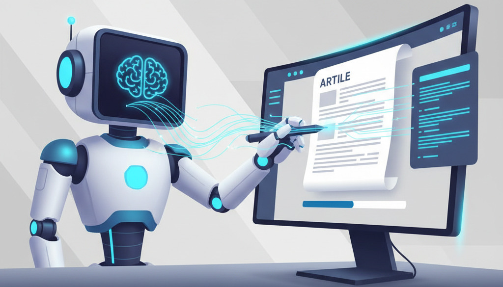 AI bot writing content on a computer screen.
