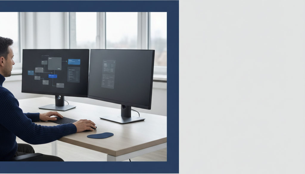 Customer support and payment processing interface on computer monitors.