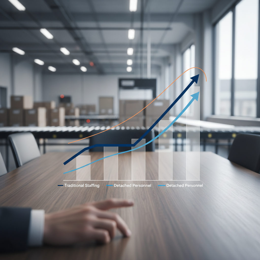 Graphique montrant l'augmentation de la productivité grâce au personnel détaché dans le secteur de la supply chain.