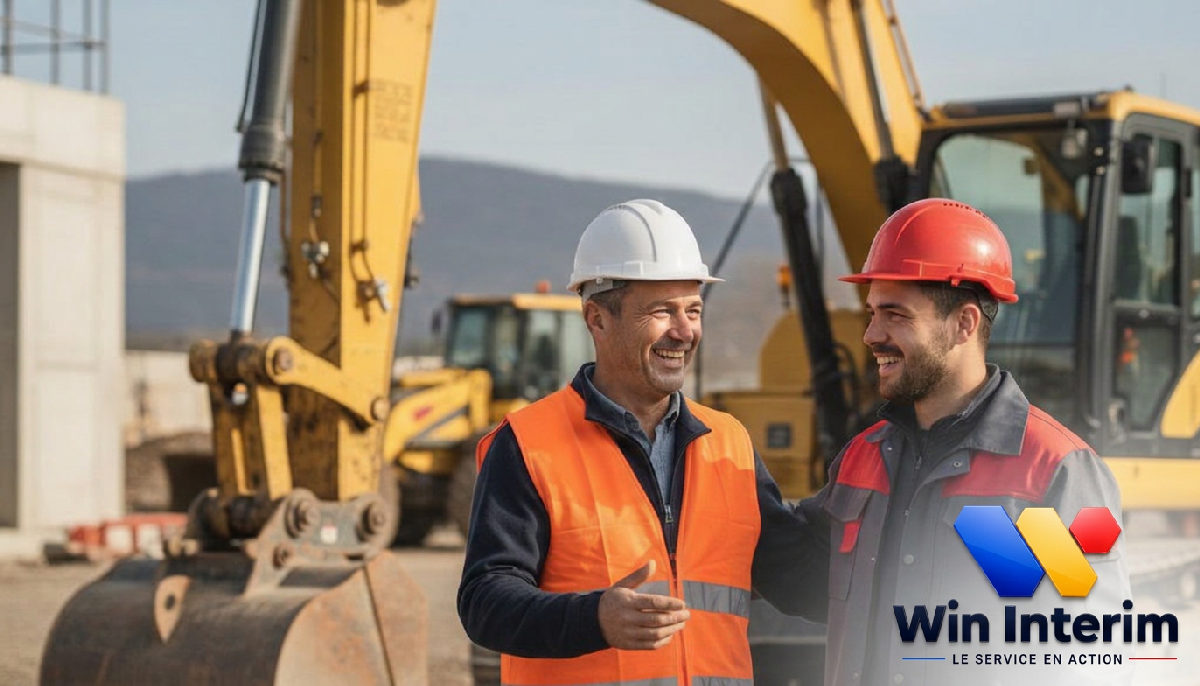 Chef de chantier échangeant avec un conducteur roumain.