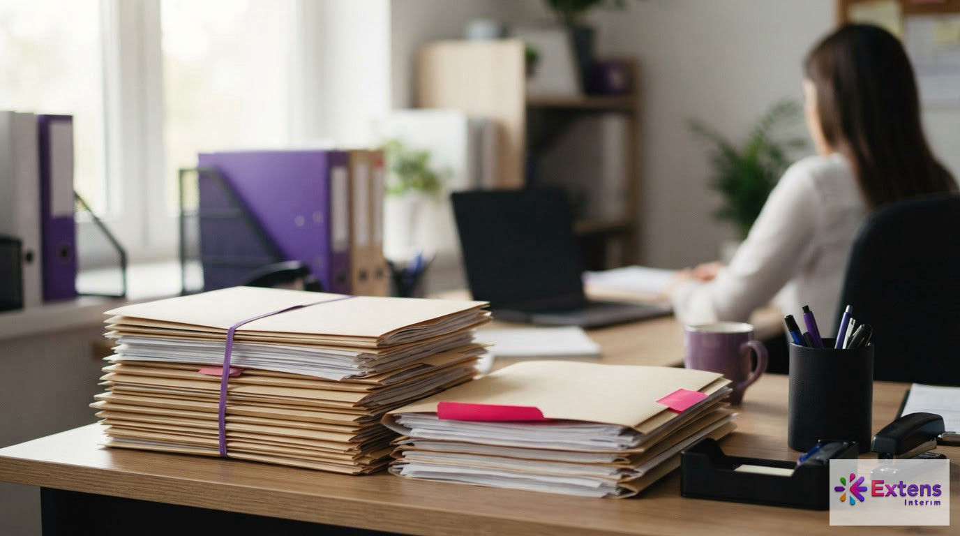 Dossiers administratifs classés pour la gestion du détachement des travailleurs roumains.