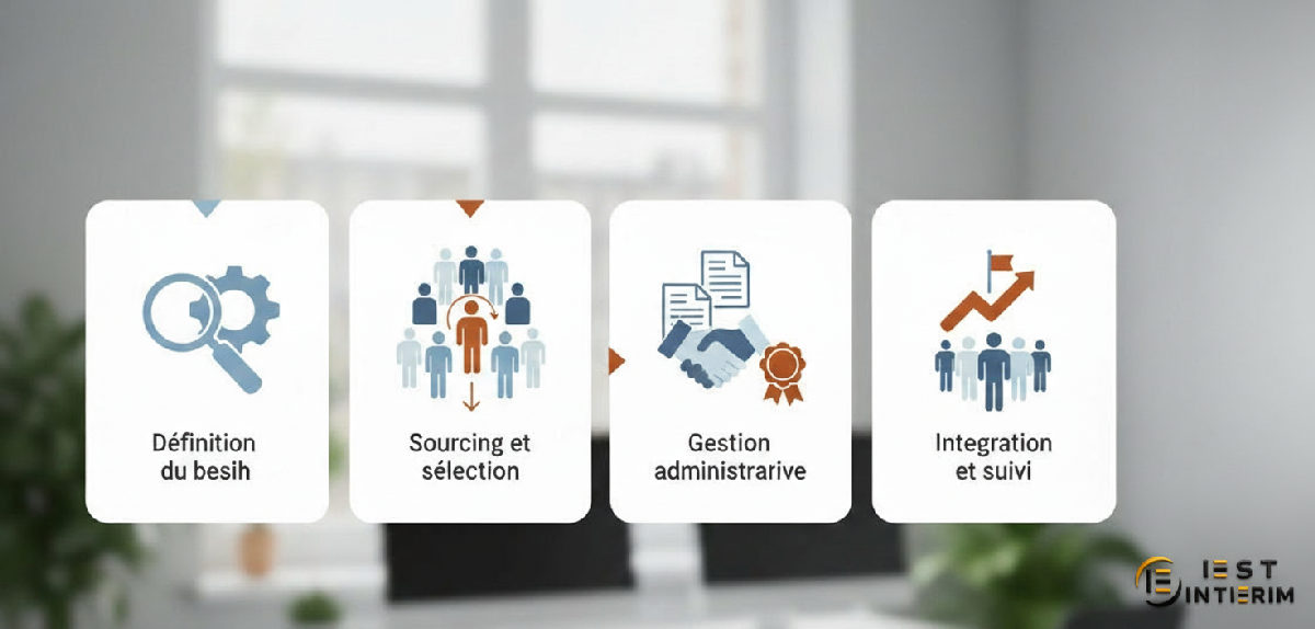 Infographie : 4 étapes pour un recrutement simplifié avec Est Interim.