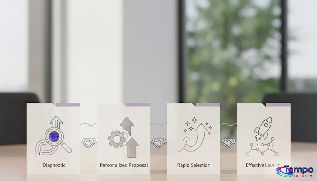 Plan d'action en 4 étapes : Diagnostic, Proposition, Sélection, Lancement.