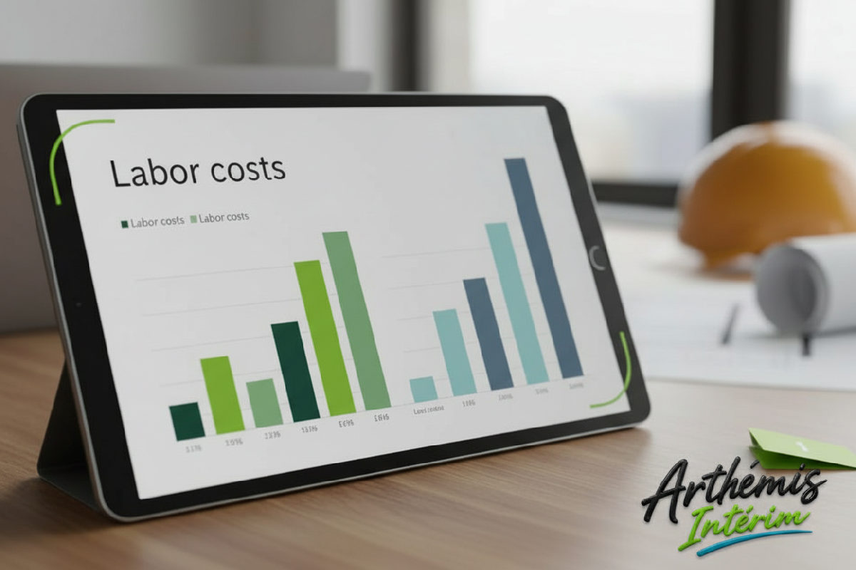 Tablette affichant une comparaison des coûts de main-d'œuvre.