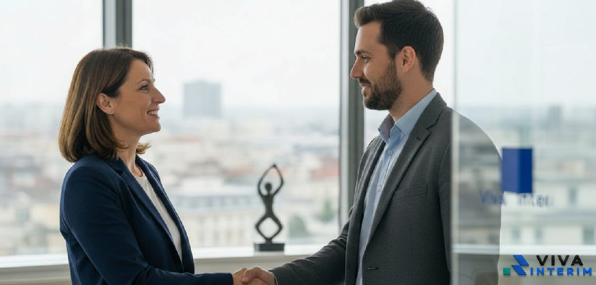 Partenariat RH réussi entre une entreprise française et une agence d'intérim.