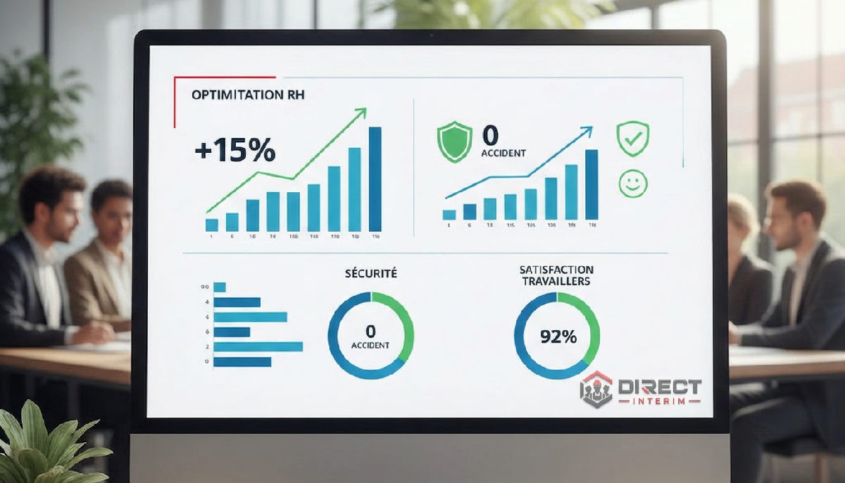 Tableau de bord RH affichant des indicateurs positifs de performance.