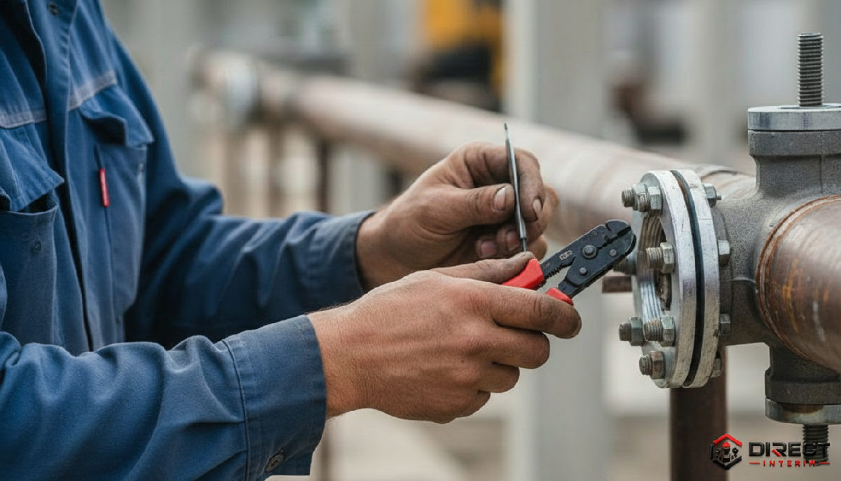 Mains expertes d'un ouvrier roumain effectuant une tâche technique avec précision.