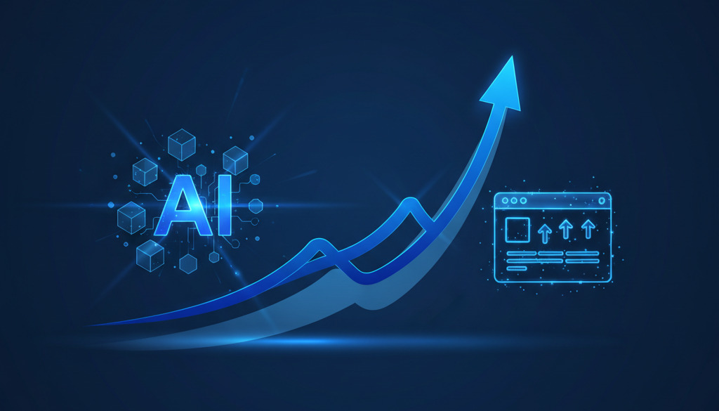 Upward trending graph symbolizing business growth from AI SEO.
