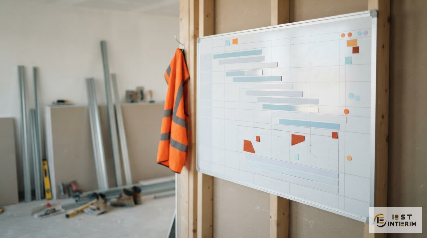 Un tableau de bord affichant le planning de pose pour les équipes de plâtrerie.