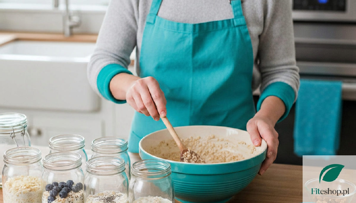 Przygotowanie owsianki nocnej w słoikach – idealny meal prep.