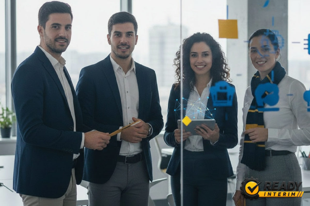 Personnes travaillant ensemble, représentant l'intégration de travailleurs étrangers.