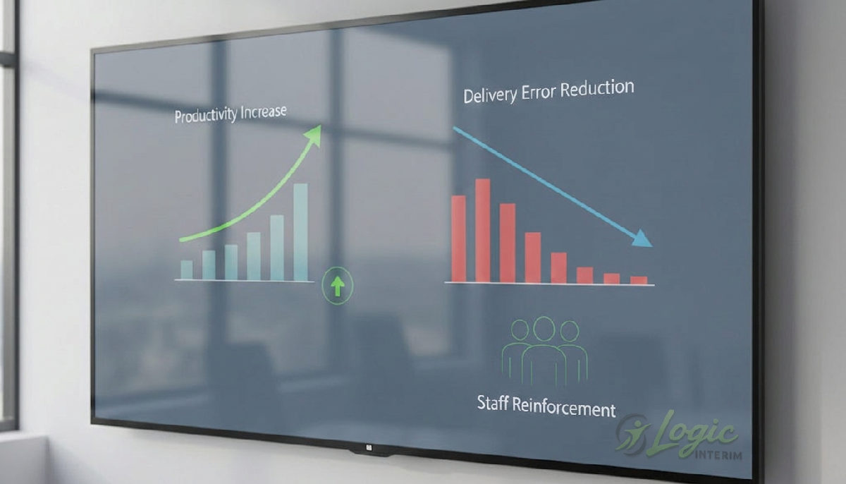 Tableau de bord logistique : productivité accrue, erreurs réduites grâce au personnel.