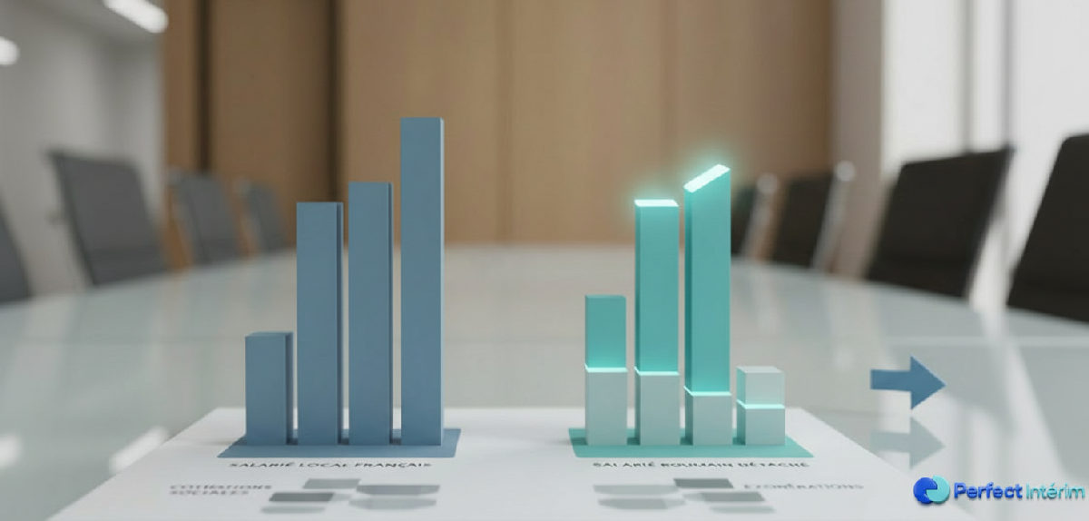 Comparatif des cotisations : salarié français vs salarié roumain détaché.