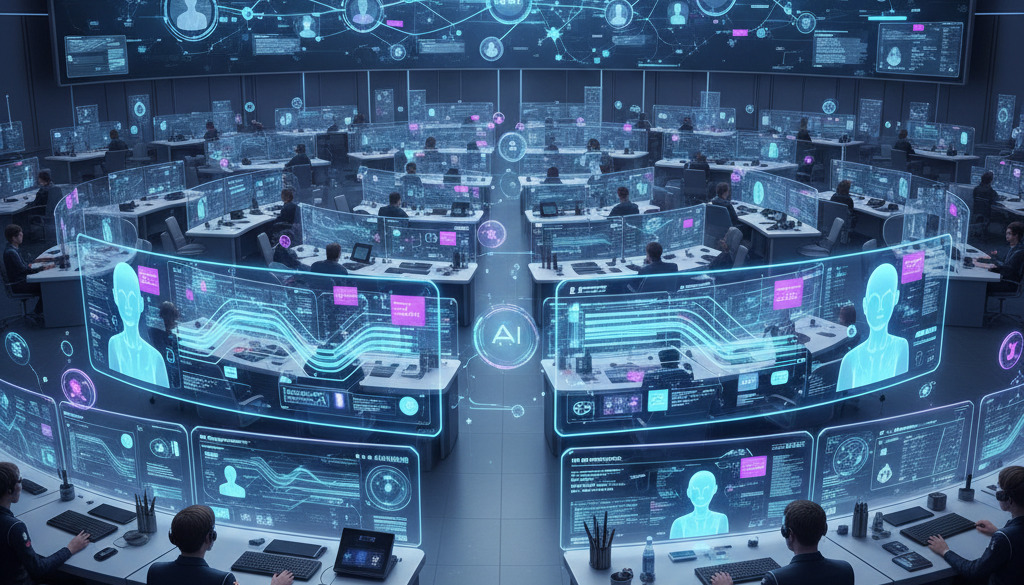 AI agendid haldavad tuhandeid kliendisuhtlusi futuristlikus keskuses.