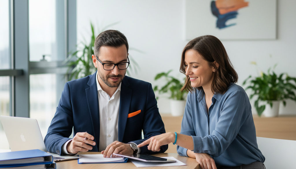 Experts de Planet Interim collaborant dans un bureau de recrutement.