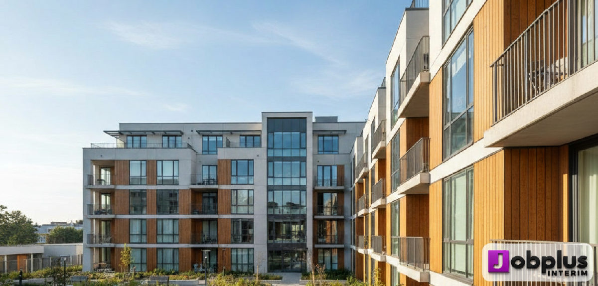 Immeuble résidentiel moderne pour un logement professionnel intérimaire.