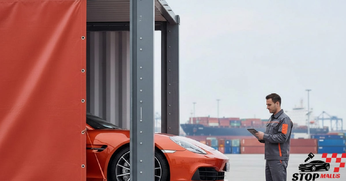 Vue d'une voiture de sport italienne sur un circuit.