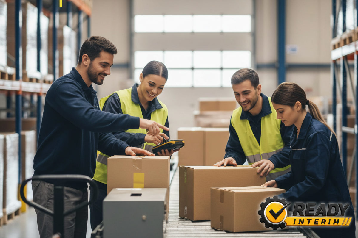 Équipe logistique mixte travaillant en harmonie.