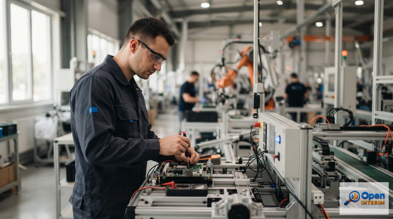 Un ingénieur roumain qualifié travaillant dans une usine industrielle moderne.