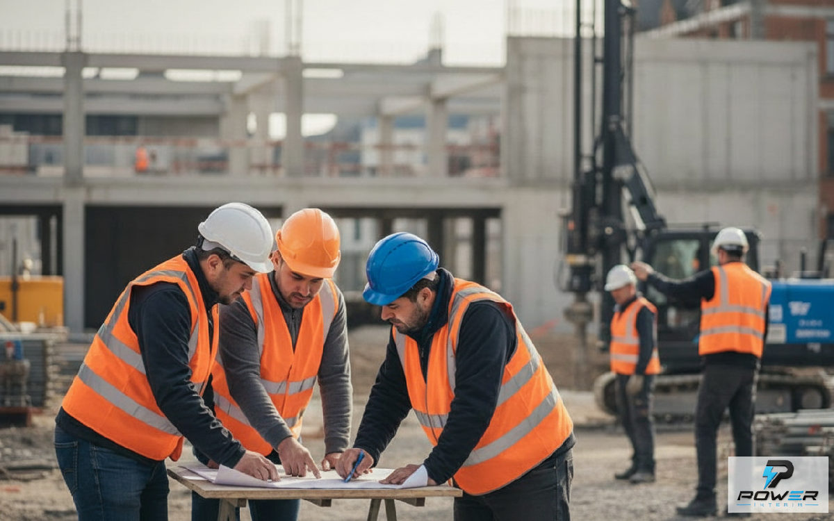 recrutement intérim Roumains Belgique - Chantier belge : travailleurs roumains et locaux collaborent.