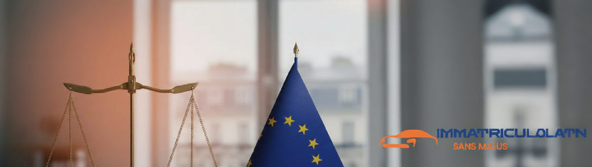 Balance de justice, drapeau UE : droit européen des amendes.