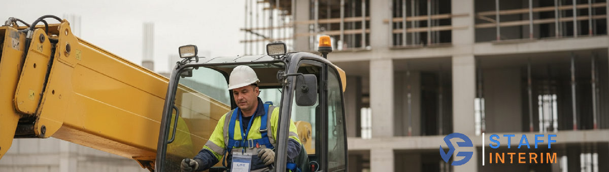 Ouvrier au CACES utilisant un engin de levage.