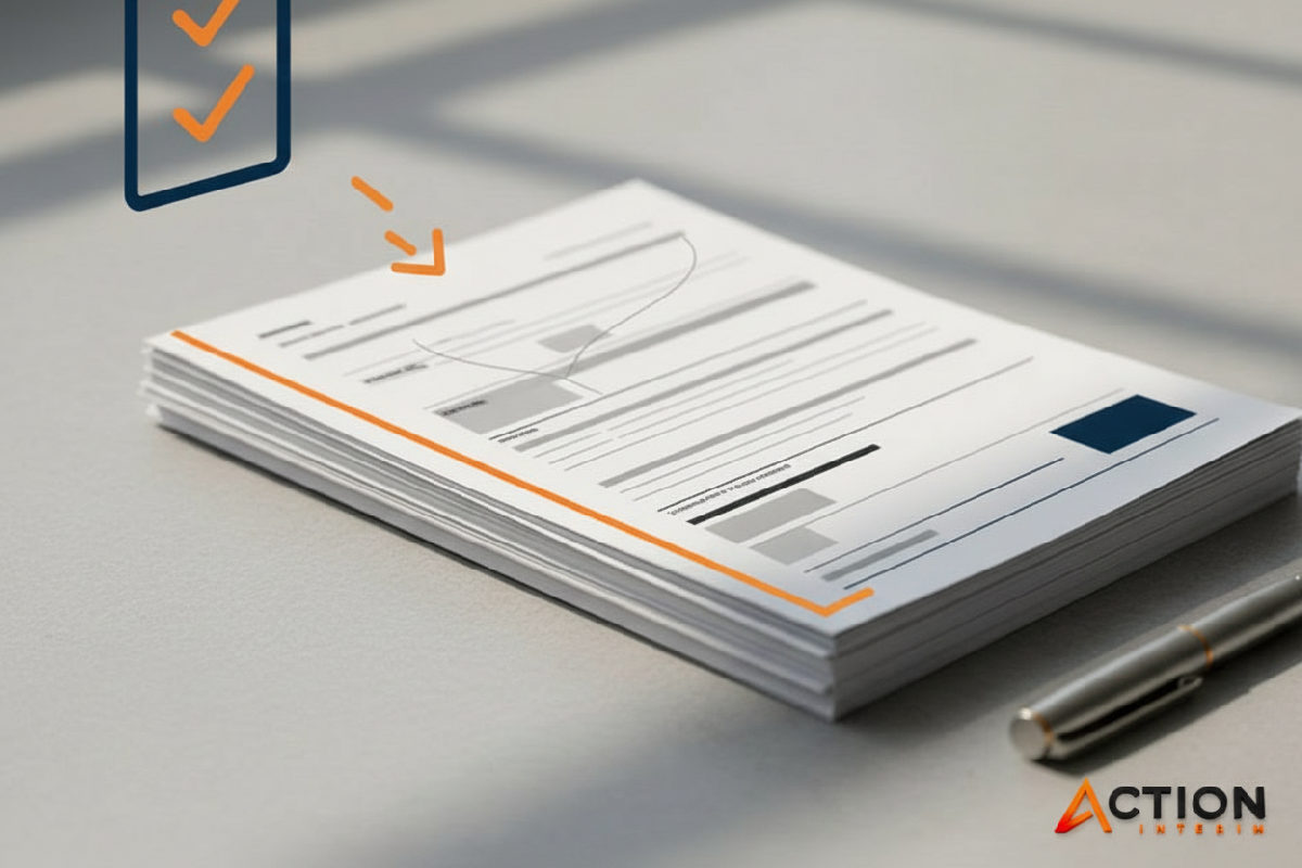 Infographie des documents nécessaires pour un audit URSSAF d'intérimaires étrangers.