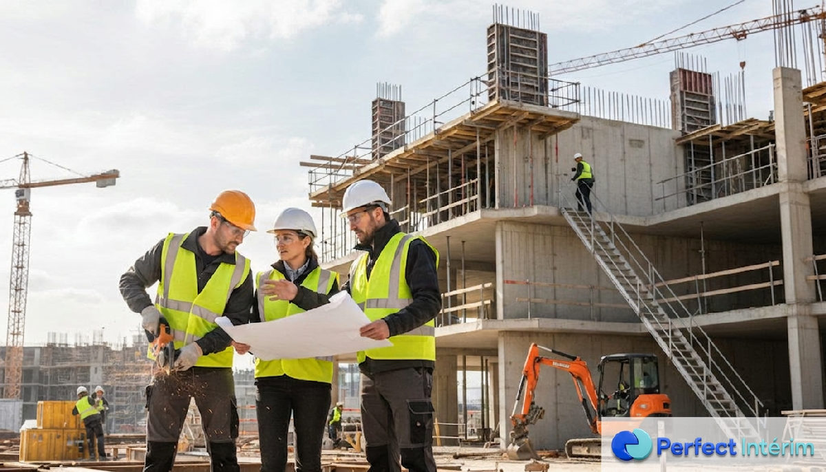Ouvriers qualifiés sur un chantier, symbolisant le travail détaché en France.