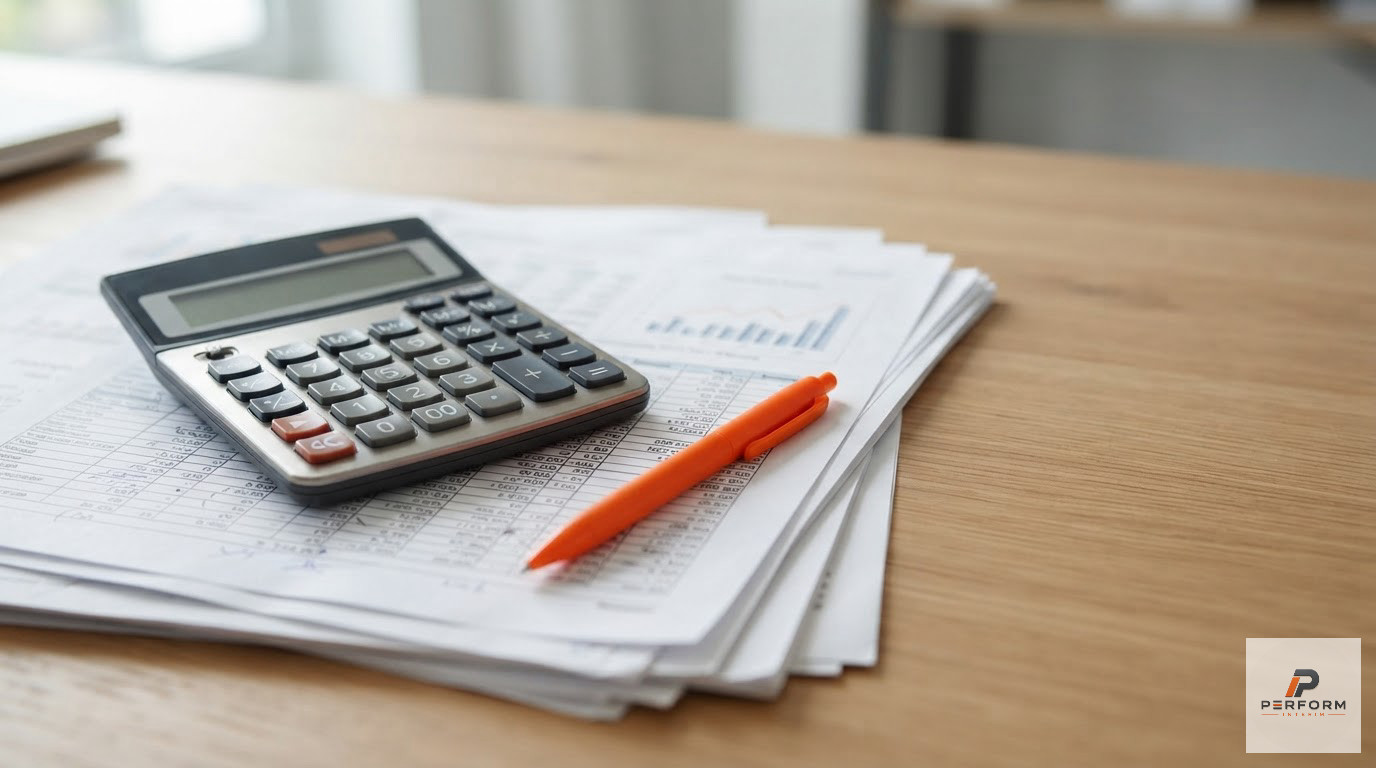 Gros plan sur une calculatrice et des documents financiers comparant les coûts salariaux.