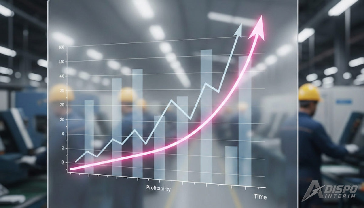 Graphique financier montrant la rentabilité après l'intégration de travailleurs détachés.