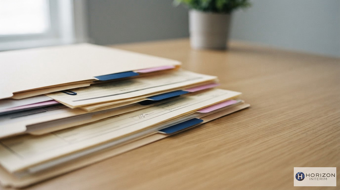 Un dossier administratif organisé symbolisant la conformité légale du détachement.