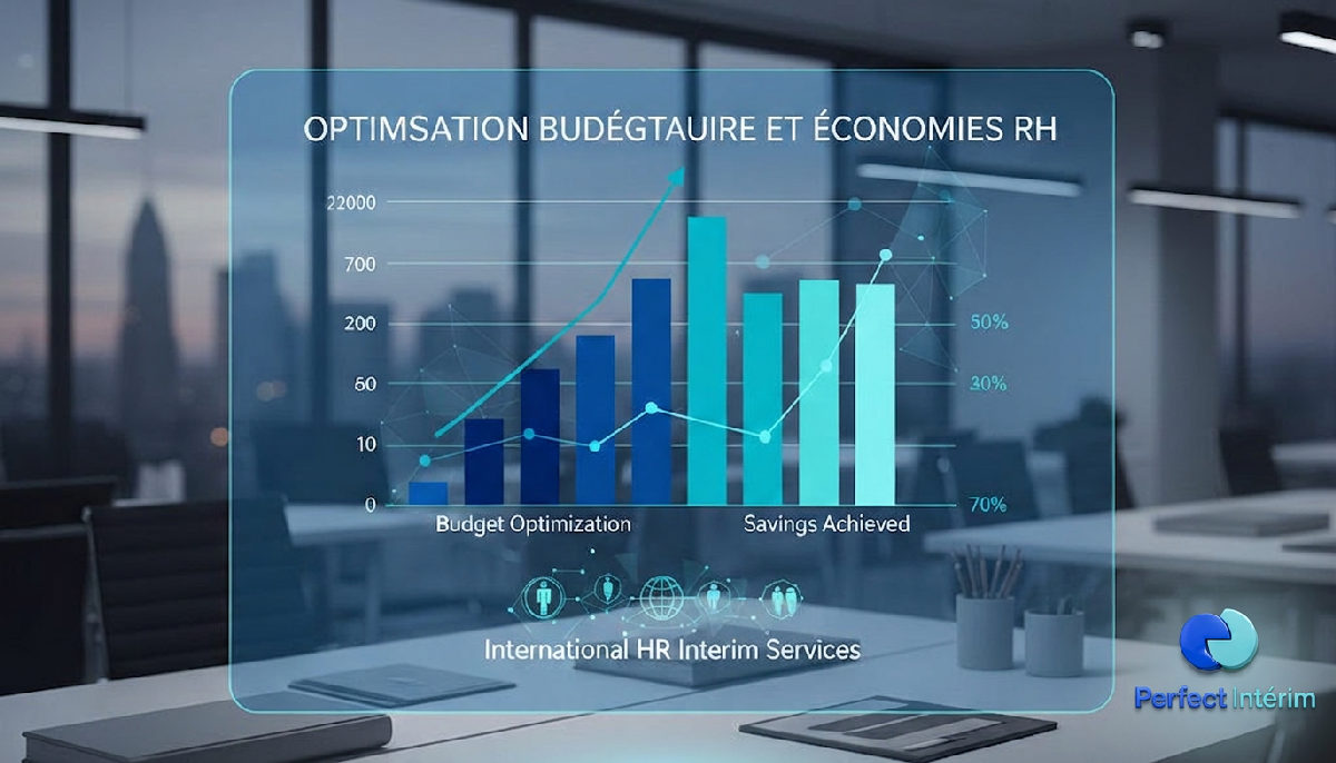 Graphique financier illustrant les économies via l'intérim international.