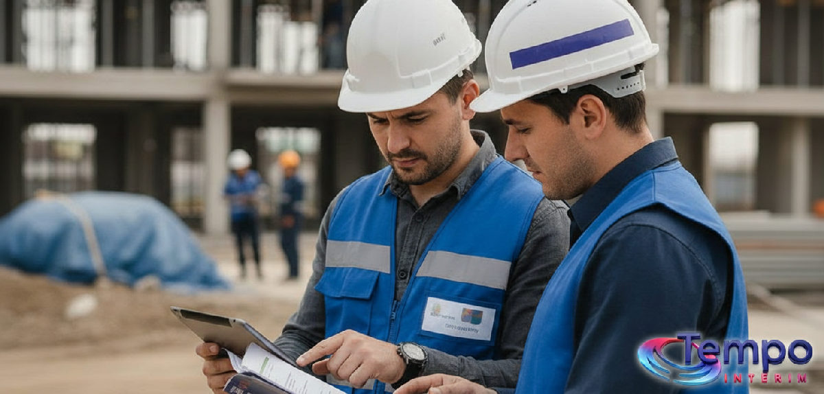 Inspecteur du travail vérifiant la conformité sur un chantier.