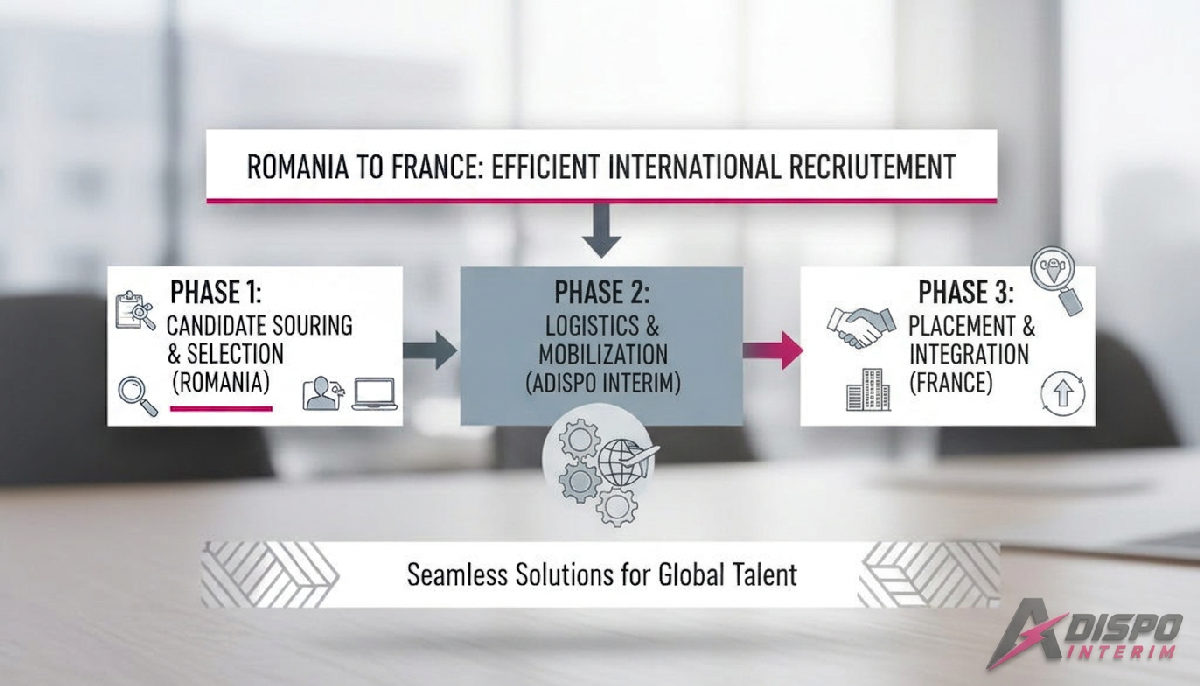 Infographie : recrutement international Roumanie-France, clé en main.