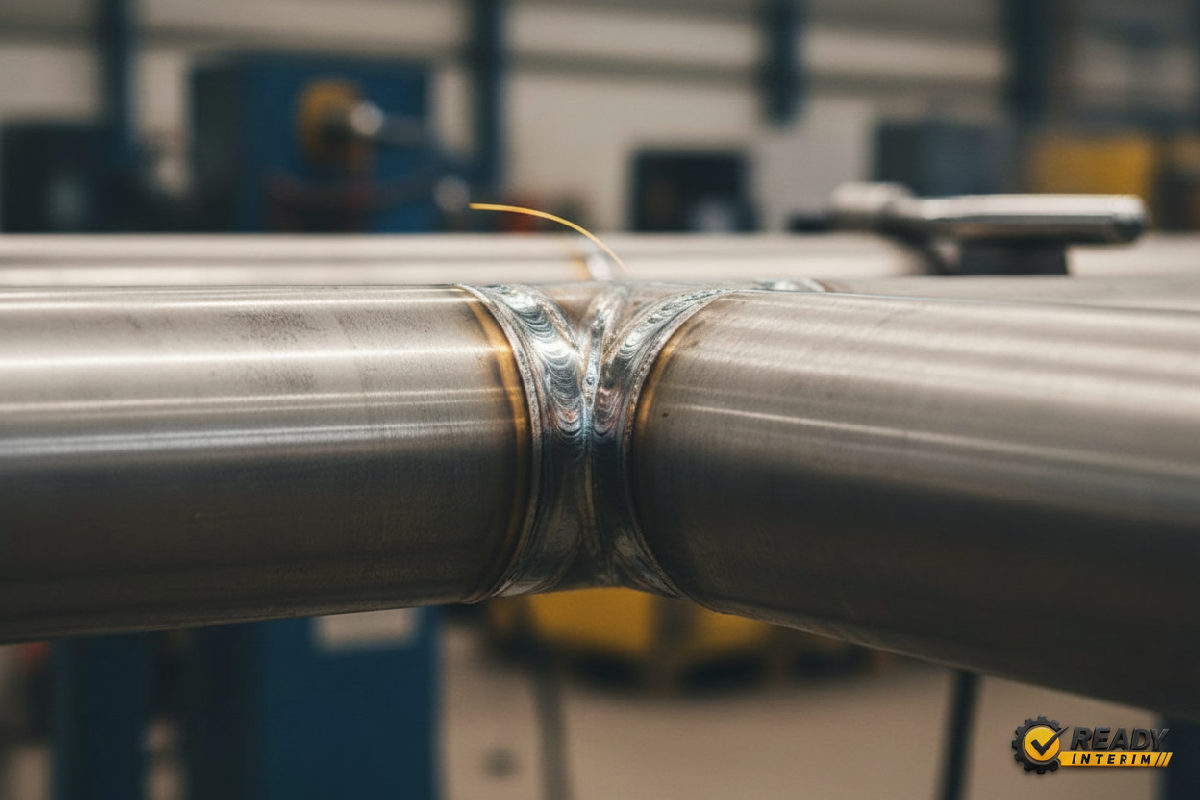 Gros plan sur une soudure de haute précision industrielle.