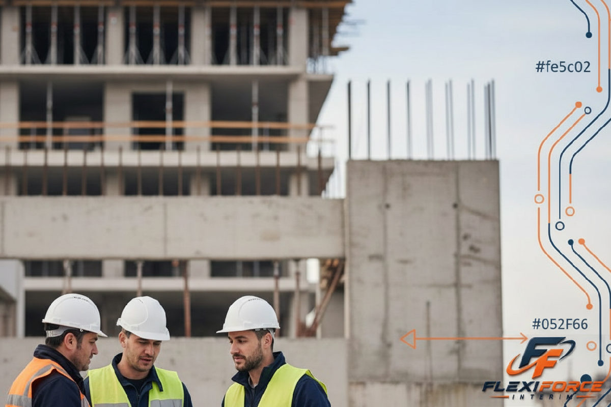 Équipe roumaine sur chantier français avec gestion de paie simplifiée.