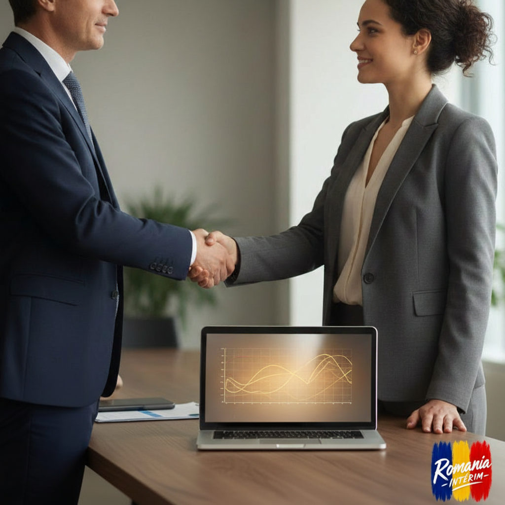 Manager français et expert roumain scellant un accord.